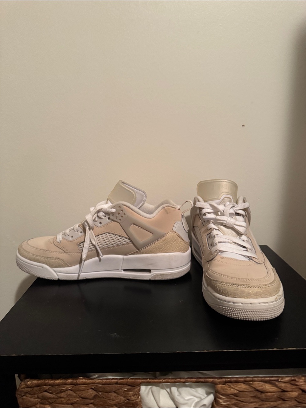 Nike Beige and White Men's Sneakers - Low Top Lace-Up